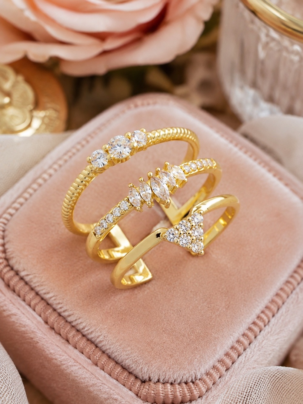 Cubic Zirconia Caged Band Ring